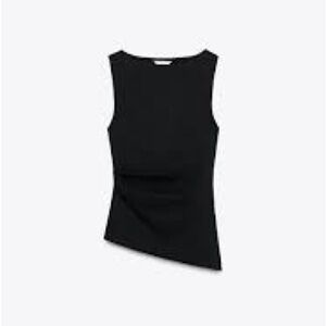 ZARA ASYMMETRICAL TOP SIZE LARGE Elegant Black Sleeveless Top